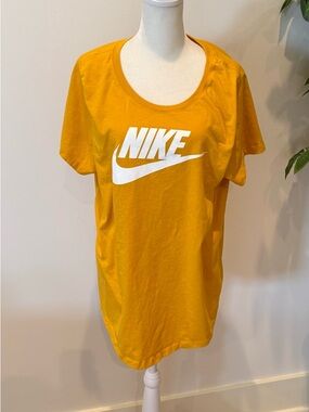 Nike Women's Golden Yellow Scoop Neck Logo Tee